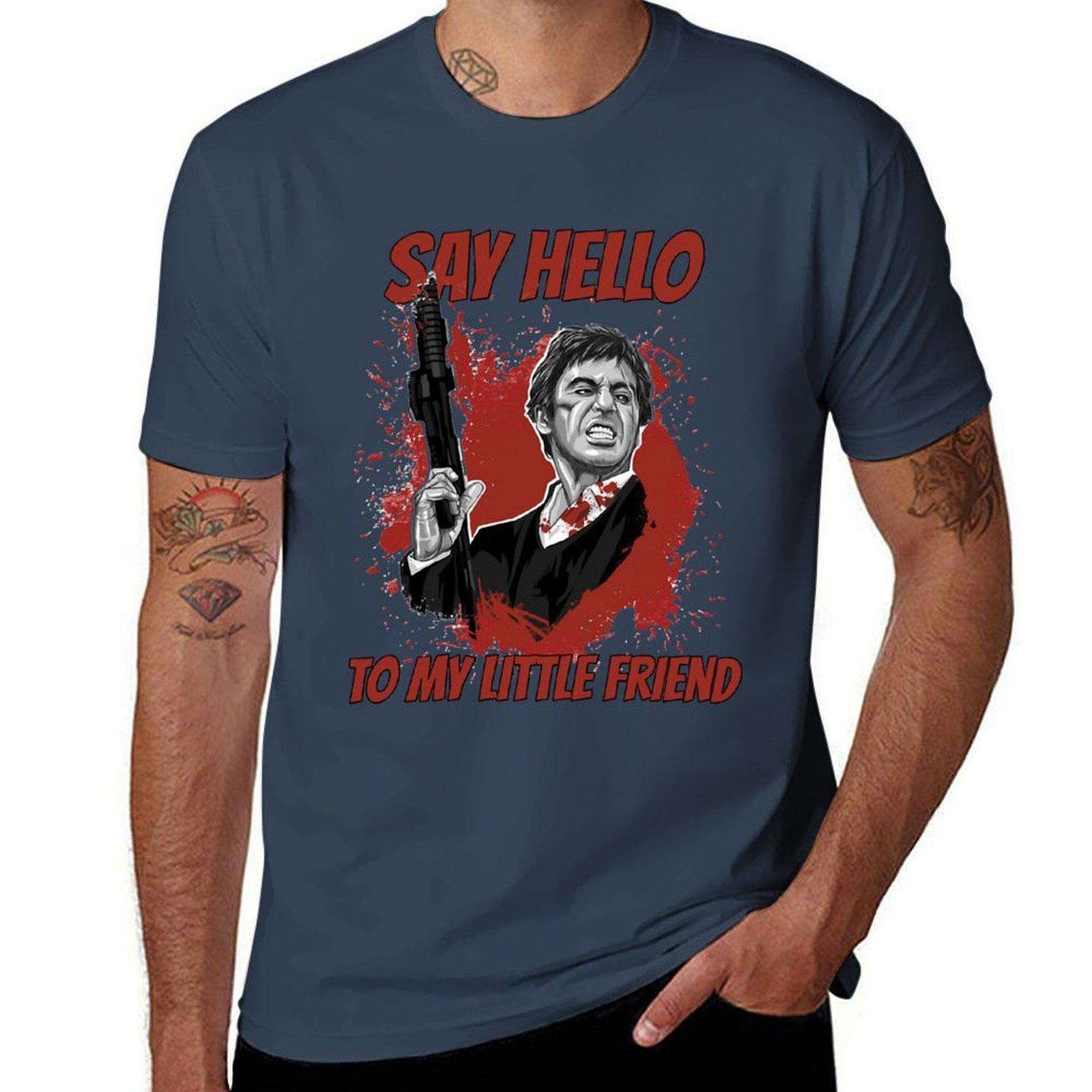 Music Vintage Retro Say Hello To My Little Friend Poster Vintage Tshirt Moisture Wicking Athletic Tshirt S
