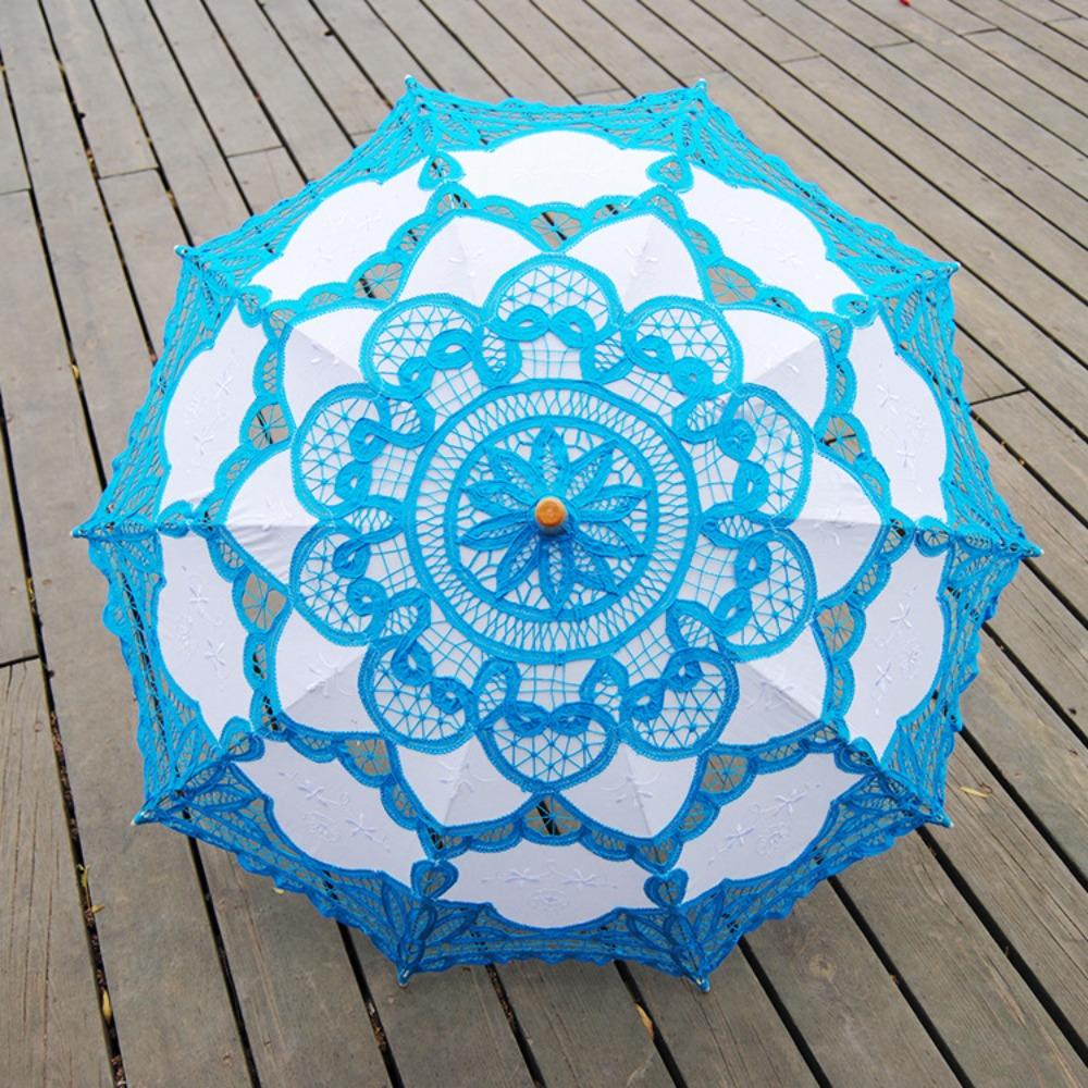 Handgefertigter Brautschirm Baumwoll-Sonnenschirm Spitzen-Schirm für Hochzeit Outdoor Sonne