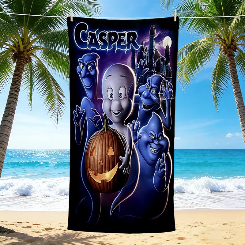 1Pc Casper Halloween Adventure Beach Towel, Quick Dry, Multi-Use for Beach Pool Gym Yoga Home Travel, Christmas, Halloween, Xmas Gift M929424