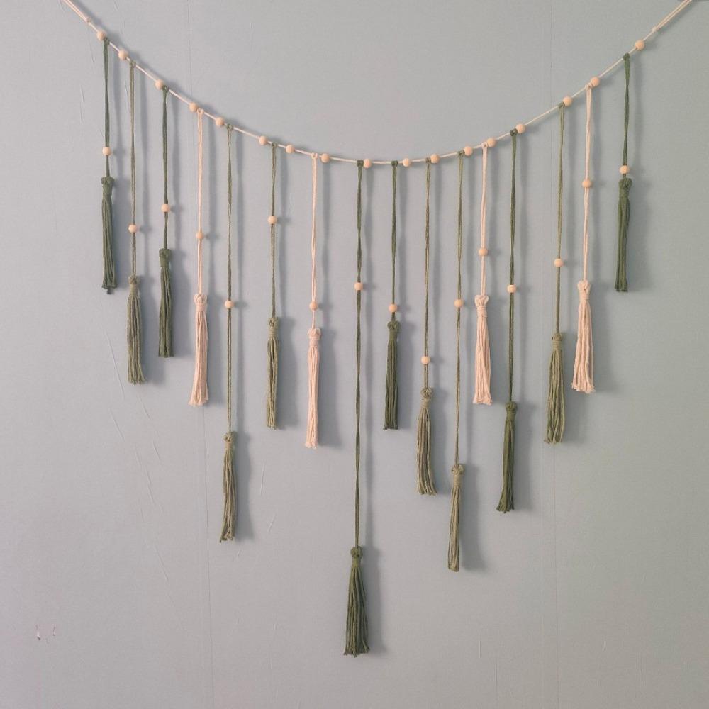 120x75cm Bohemian Wall Hanging Natural Fiber Macrame Tapestry Leaf Handwoven Tapestry with Tassels Living Room Bedroom Wall Art