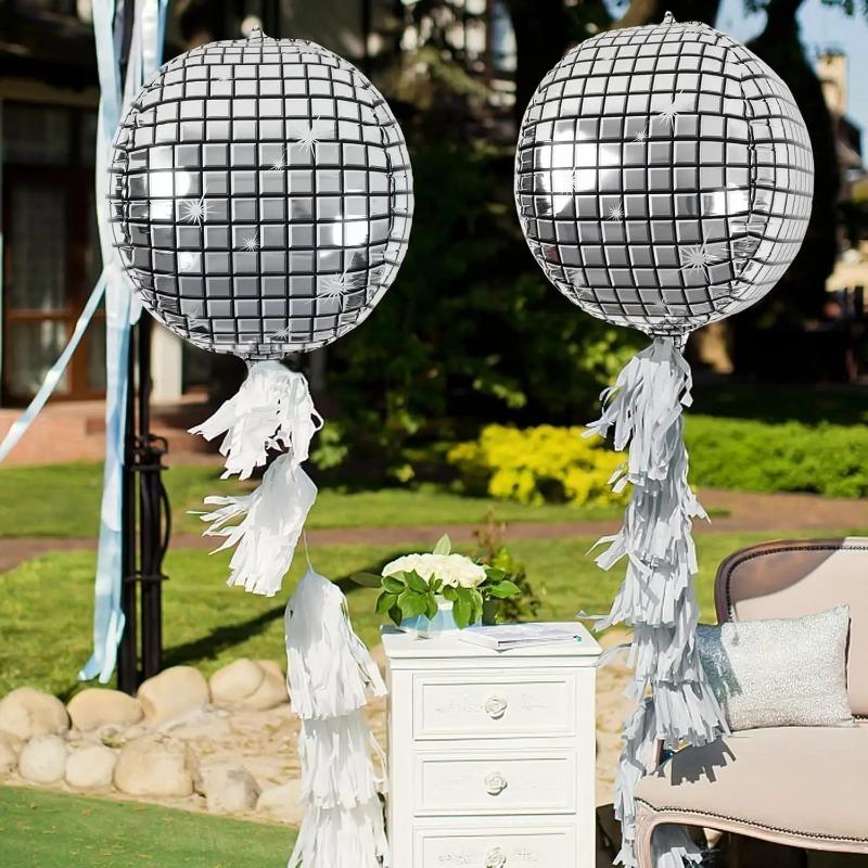 Balão Estrela Disco Prateado Balão de Filme de Alumínio 4D Conjunto para Festas Temáticas Anos 70 80 Aniversário Celebrações de Casamento Decoração de Festa