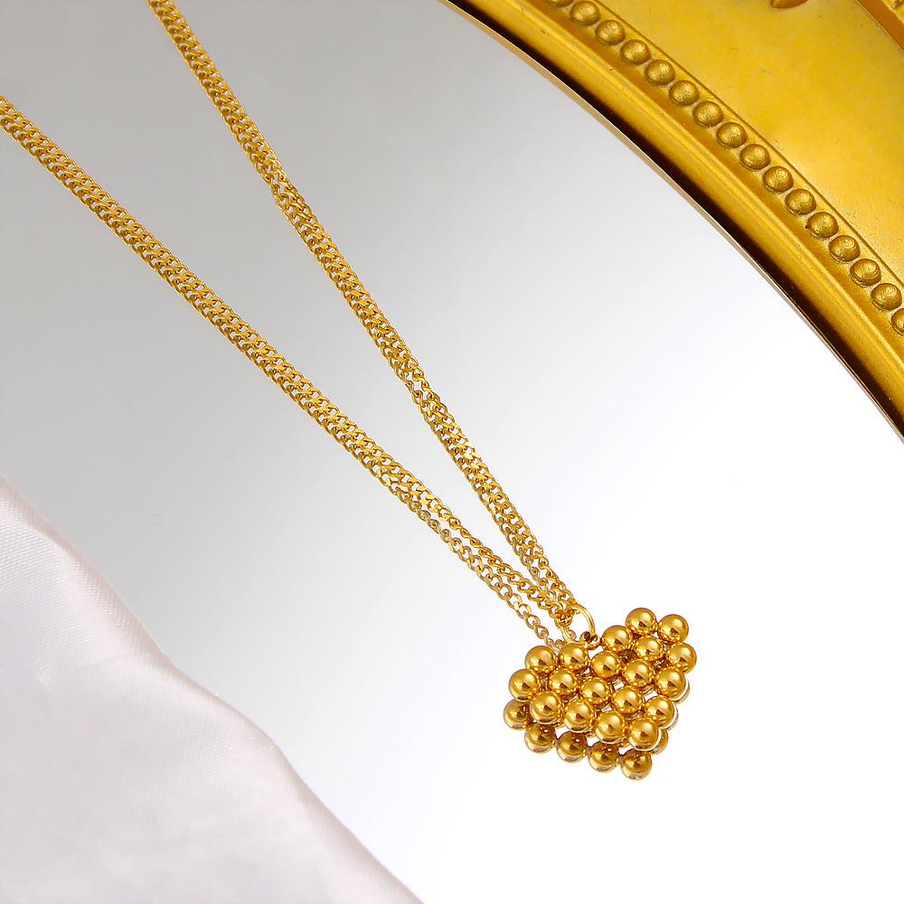 Elegant Titanium Steel Heart Pendant  Earring Set – Korean Style