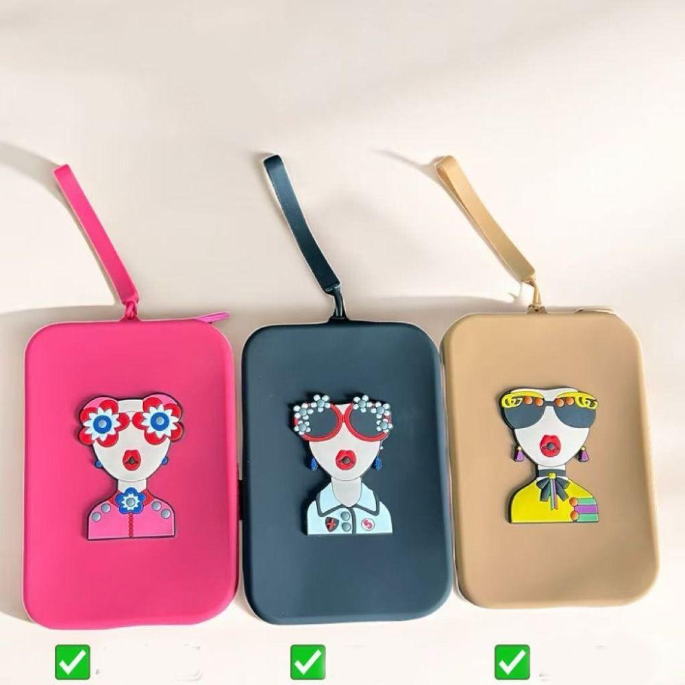 

Square Silicone Square Storage Bag Waterproof Makeup Pouch Portable Lipstick Cosmetic Bag Women чорний