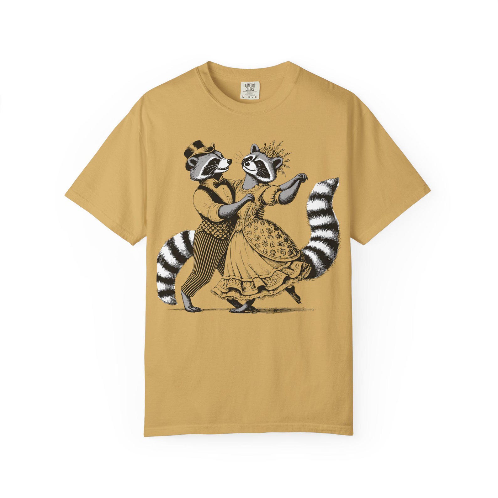 Dancing Raccoons Color Pop T-Shirt: Whimsical Animal Lover Tee S
