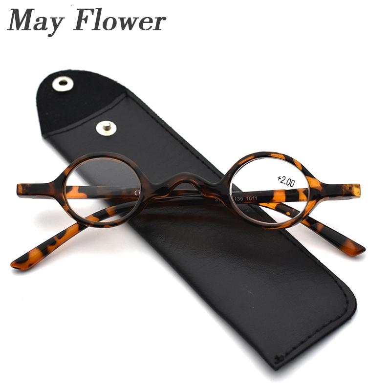 May Flower Smart Male's Glasses Retro Reading Glasses Round Male Eye Glasses With Case Men's Frame Round Grade Glasses Oculos +2
