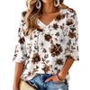 Women's V-Neck Retro Floral Print Lightweight Blouse for Spring and Summer