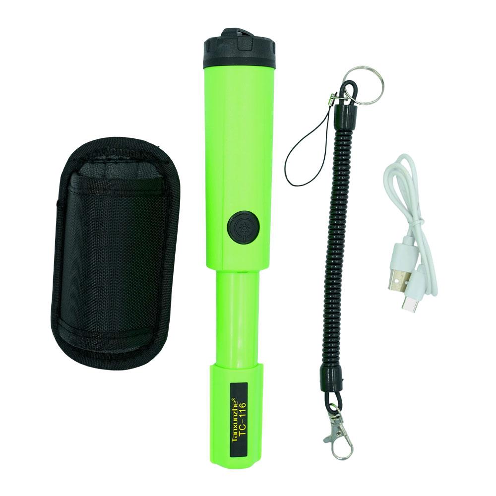 TC-116 Портативный металлоискатель Пинпоинтер Перезаряжаемая литиевая батарея Ручной Поисковик сокровищ Позиционирующий стержень IP68 Водонепроницаемый зелёный