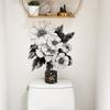 Black and White Floral Toilet Wall Stickers, Self-Adhesive Decals for Bathroom Bedroom Living Room Background Wall Decoration