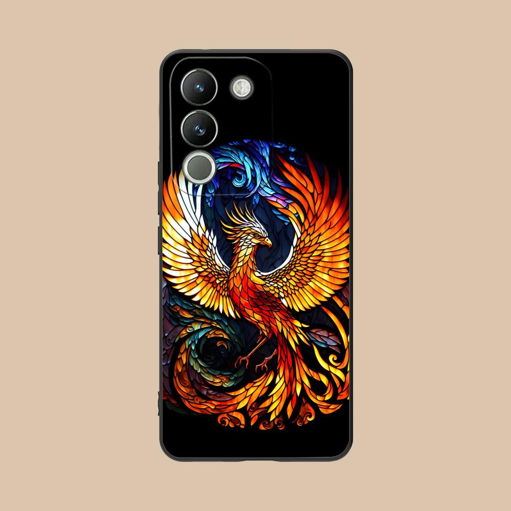 Luxury Phoenix Mobile Cell Phone Case for VIVO V60 V50 V40 V30 V29 V27 V25 V23 Pro Lite 5G Colorful Printing Cover Cover Luxury