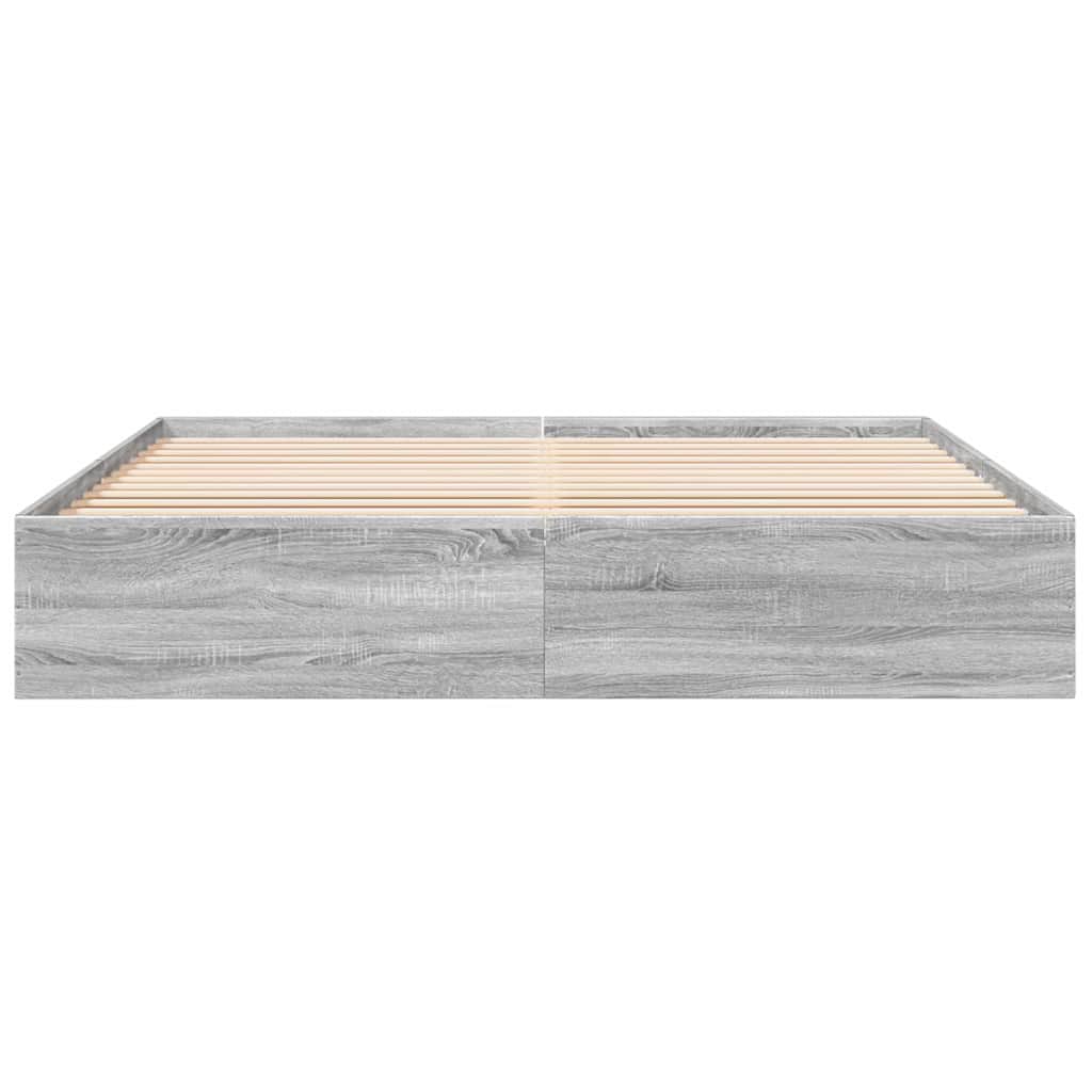 Bed Frame Grey Sonoma 200 x 200 cm Engineered Wood