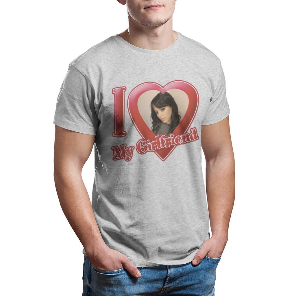 I Love My Girlfriend Jenna Ortega T Shirt for Men Pure Cotton Vintage T-Shirt Round Collar  Tees Short Sleeve Tops 4XL 5XL