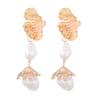 Spring Pearl Flower Alloy Earrings - Trendy European & American Style for Women