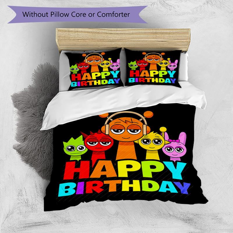 3pcs Sprunki Game3 Pattern Bedding Set Duvet Cover Set Includes Duvet Cover &pillowcases, Perfect All Season Bedroom Decoration & Gift