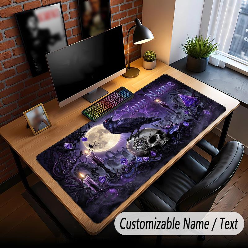 Skull Gothic Theme Custom Mouse Pad Personalized With Name Text Customized Desk Mat For Office Home Decor