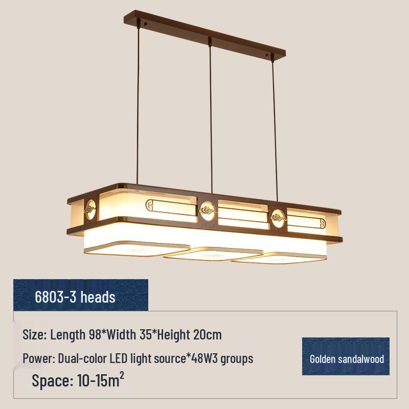 2025 Modern Chinese Style Chandelier In Walnut & Golden Sandalwood for Zen Tea Room or Bar