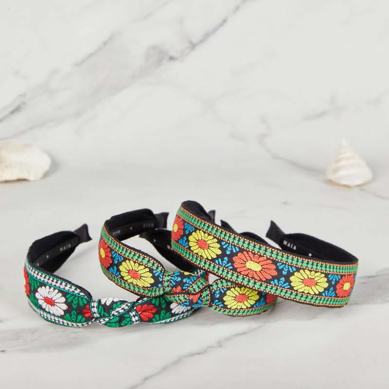 MAIA Green Floral Jacquard Hairband - Knot D Green