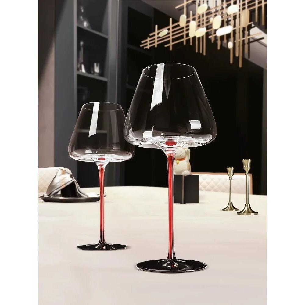 Large European Wine Glass Burgundy Black Bow Tie High Value Crystal Glass Grape Champagne Glass, High Capacity