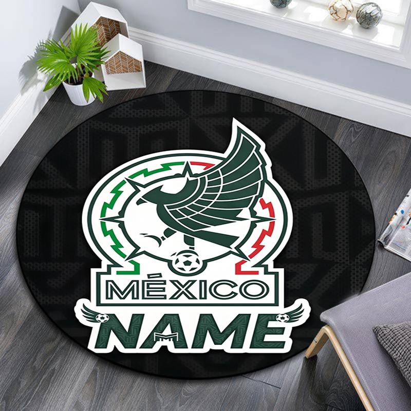 Custom Name,Mexico pattern round rug,Carpet Rug for Living Room Bedroom Playroom ,Non-slip Floor Mat,Holiday Gifts and Birthday Gifts.