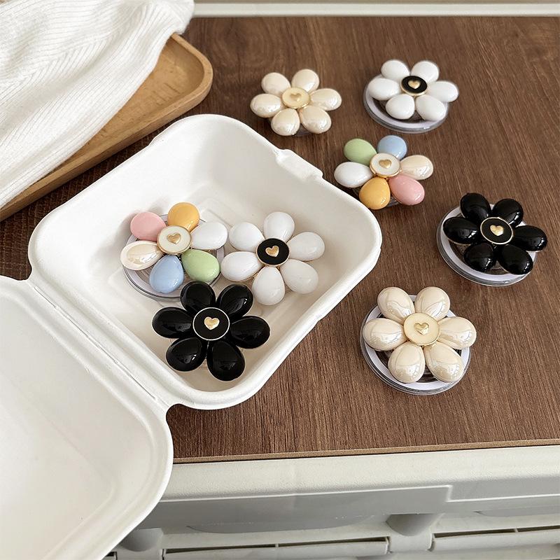 Electroplated Color Flower Mobile Phone Airbag Bracket, Magnetic Back Sticker, Retractable Creative, Advanced Feeling, Drama Watching Desktop Bracket