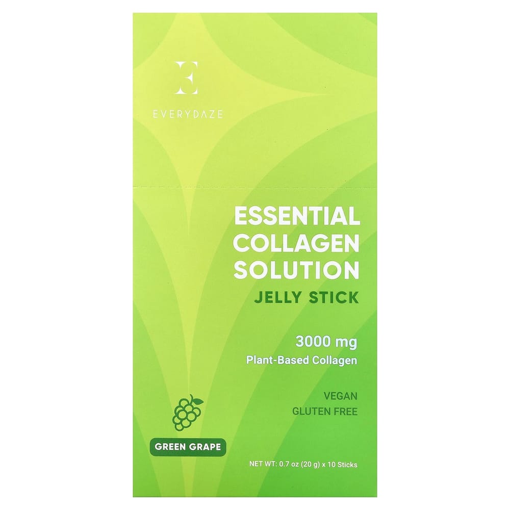 

Everydaze Essential Collagen Solution Jelly Stick, Green Grape 3000mg, 10 Count (20g Each)