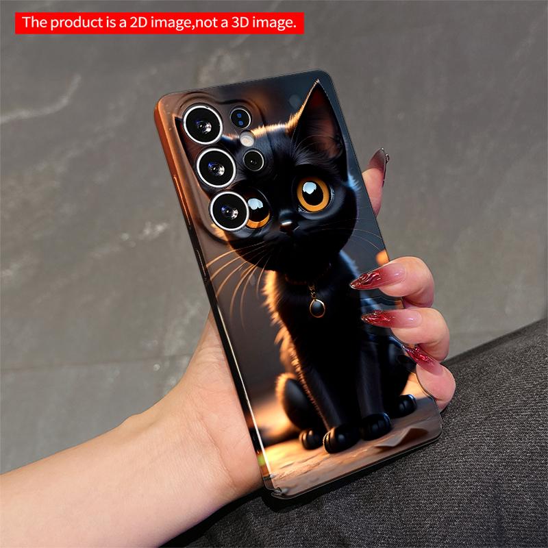 2DFlat Samsung phone case Black Kitten with Golden Eyes Phone Case Applicable to Galaxy S23 S24 S25ULTRA S26 A12 A14 A15 A16 A54 A55