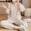 Pajamas Spring and Autumn pure cotton women's long-sleeved trousers thin cotton yarn round neck loose baby cotton Korean pullover loungewear
