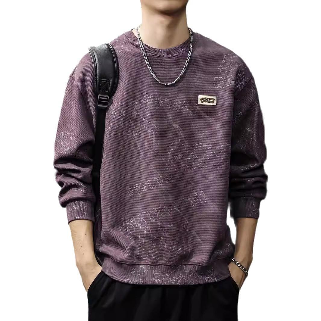 Осенний тяжелый облачный вымытый свитер мужской американский хулиган красивый длинный — фото 6