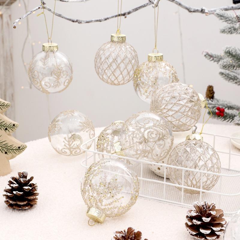 Transparent Christmas Balls Set White Champagne Green Xmas Balls Diy Christmas Tree Ornaments For Xmas Party Wedding Gifts