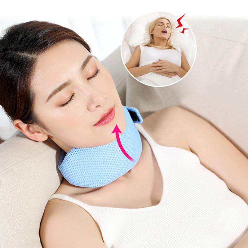 Adjustable Anti-Snoring Neck Brace Strap Stop Snore Jaw Support Chin Belt Apnea Night Sleeping Aid Tool for Better Sleep