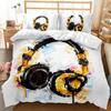 Headphones Duvet Cover Set Rock Music Melody Note Comforter Cover Pink Headset Polyester Bedding Set for Kid Boy Girl King Size