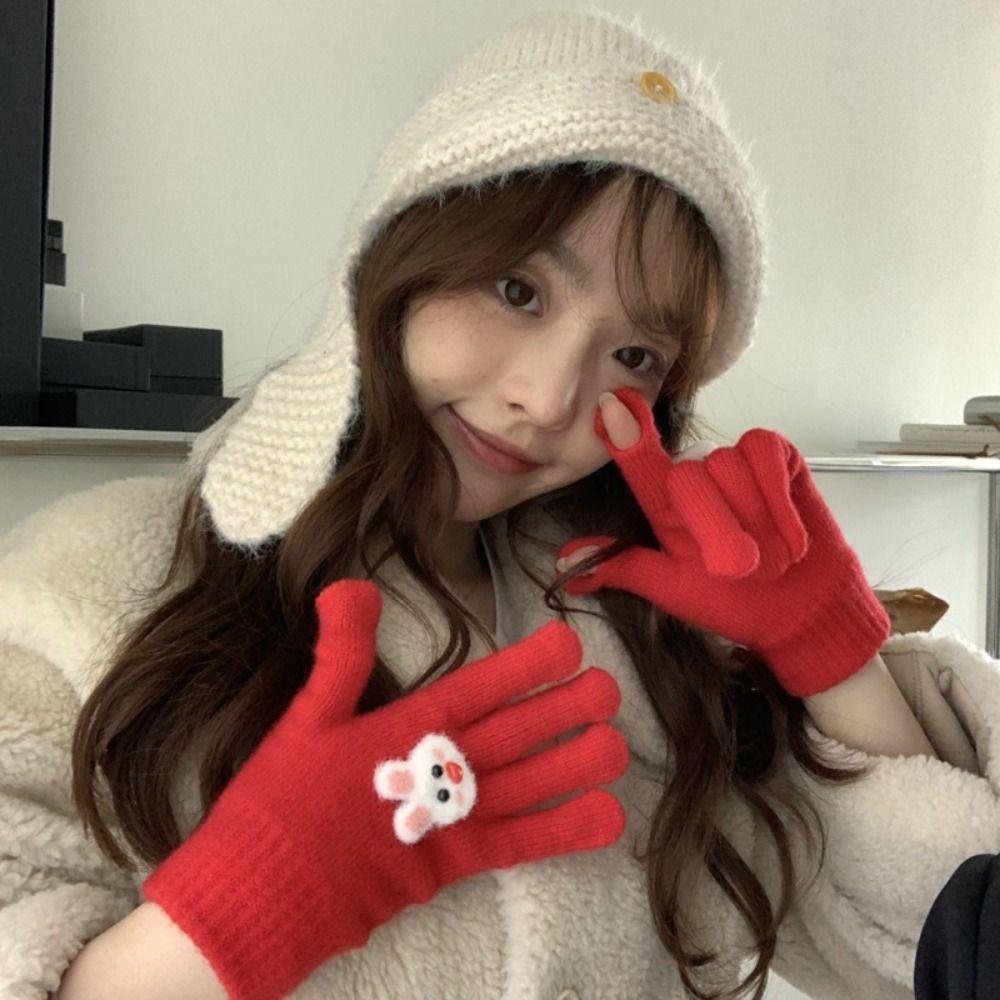 

Warm Plush Knitted Gloves Panda Fluffy Mittens Lovely Winter Velvet Gloves Male