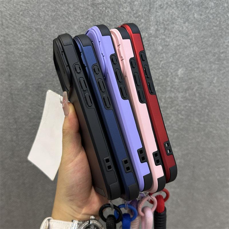 Slide Camera Lens Protection Wrist Strap Cord Case For iPhone 17 11 12 13 14 15 16 Pro Max Plus Shockproof Bumper Armor Cove