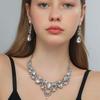 Popular water drop collarbone short necklace earrings two-piece set