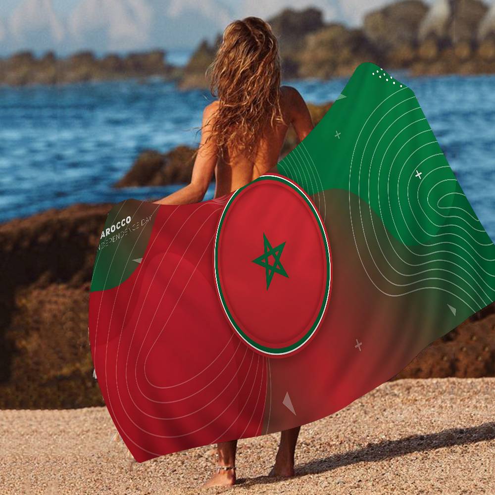 M-Marocco Mappa Bandiera Grande Asciugamani da Spiaggia in Microfibra Asciugatura Rapida Asciugamano Sabbia Asciugamani da Spiaggia Asciugamano Piscina Per Viaggio Nuoto Piscina Yoga