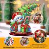 Photo Christmas Tree Table Top Diamond Painting Ornament Kits Wooden 5D DIY Diamond Art Tabletop Decorations Gift for Friends