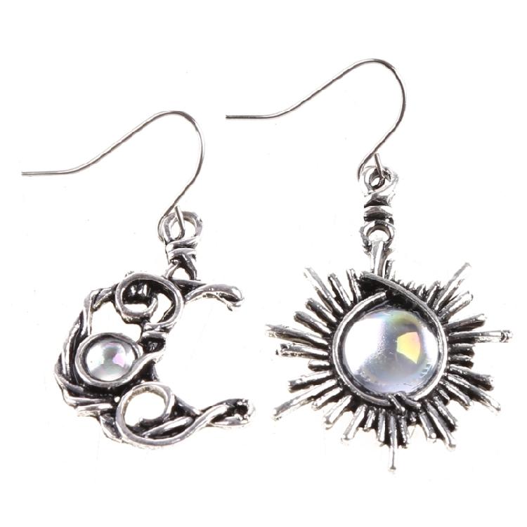 Vintage Bohemian Earrings Asymmetrical Dangle Pendant Earring Sun Moon Jewel 1