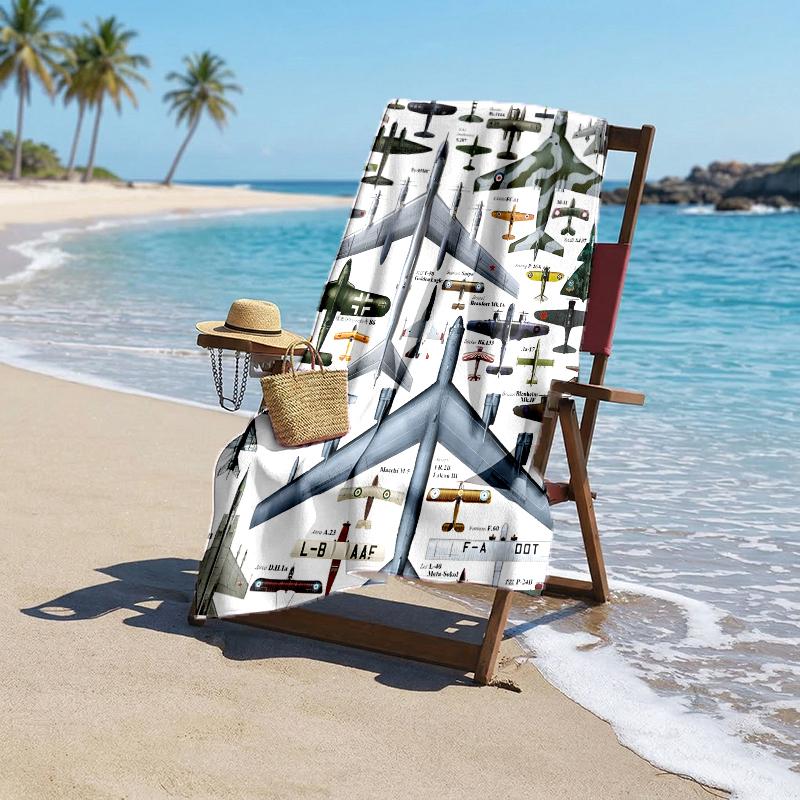 Aircraft Fashion Beach Towel: Ideal for Summer Adventures Soft, Absorbent and Quick Drying Suitable for Swimming and Bathing