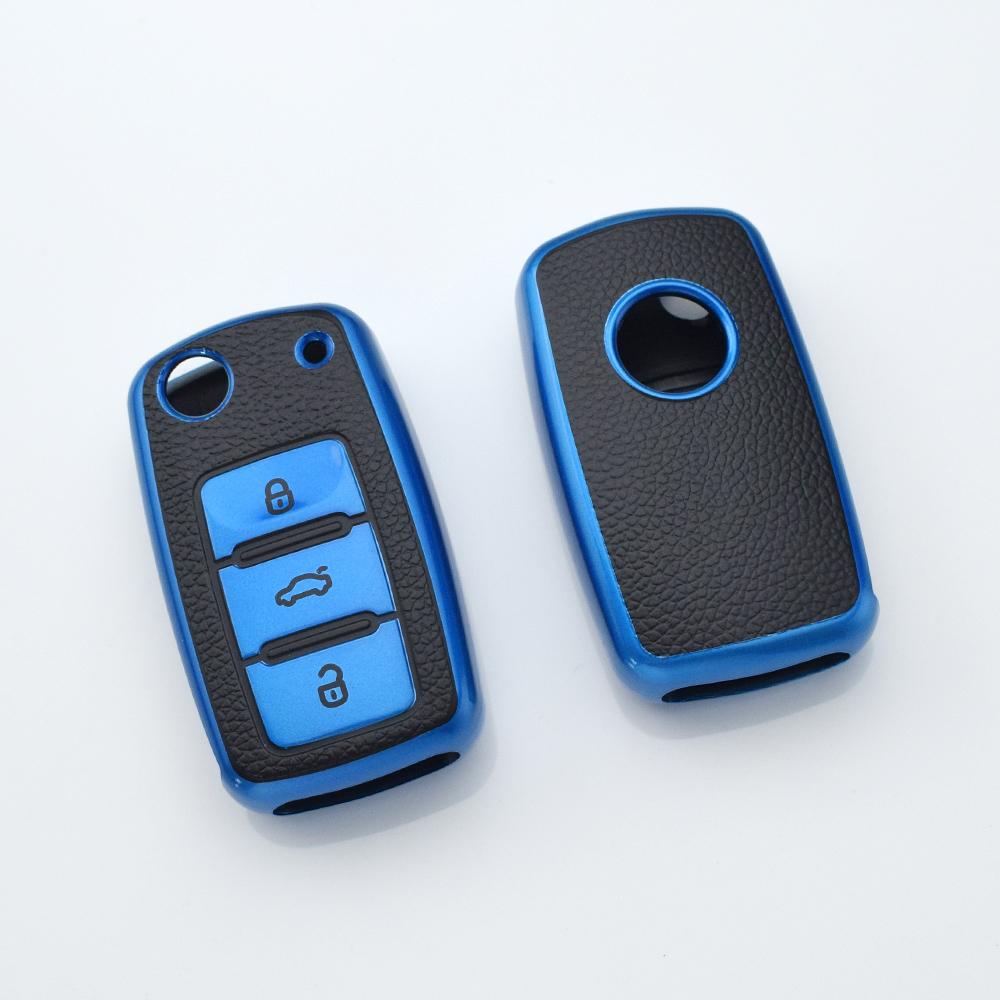 Leather TPU Car Key Case Car Key Full Cover Protection Bag for VW Volkswagen Polo Tiguan Passat Golf Jetta Lavida Skoda Octavia
