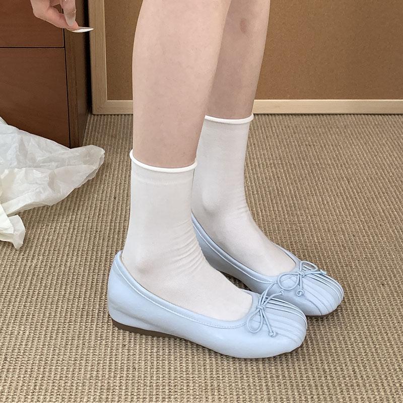 Fashion Fashion Butterfly-Knot Women Flats Slip On Shoes Round Toe Female Footwear With Height Increasing Ladies Flats Shoes lady