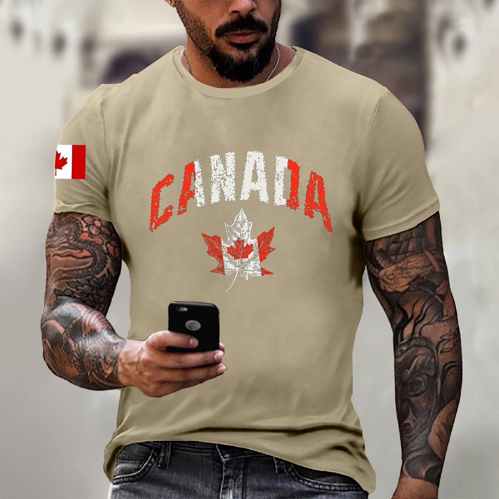 

Мужская канадская футболка с круглым вырезом и короткими рукавами XXL хаки