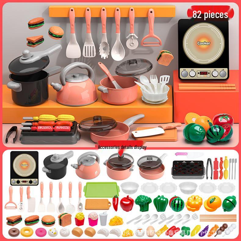 Kids' Educational Kitchen Play Set: Cutting Fruit & Tableware