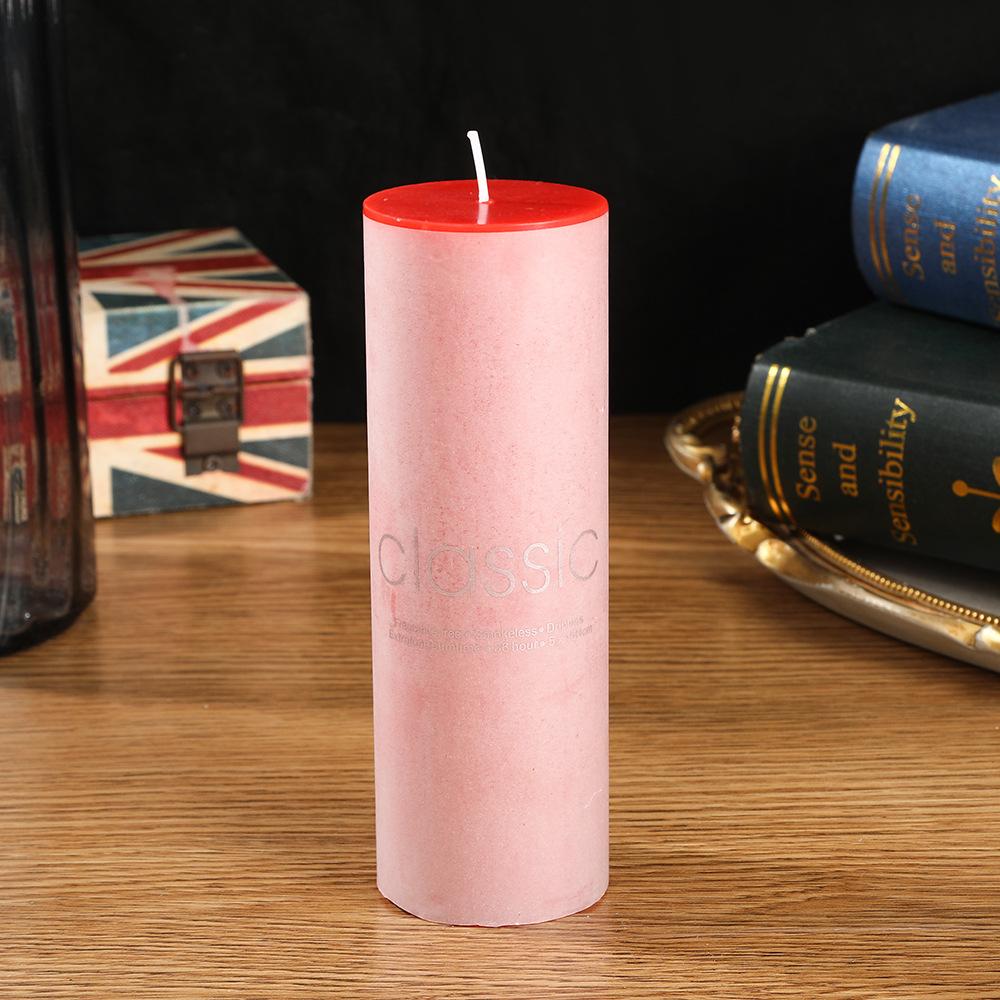 Classic European Red Large Cylinder Candle Odorless Romantic Wedding Hotel Decoration Thick Candle