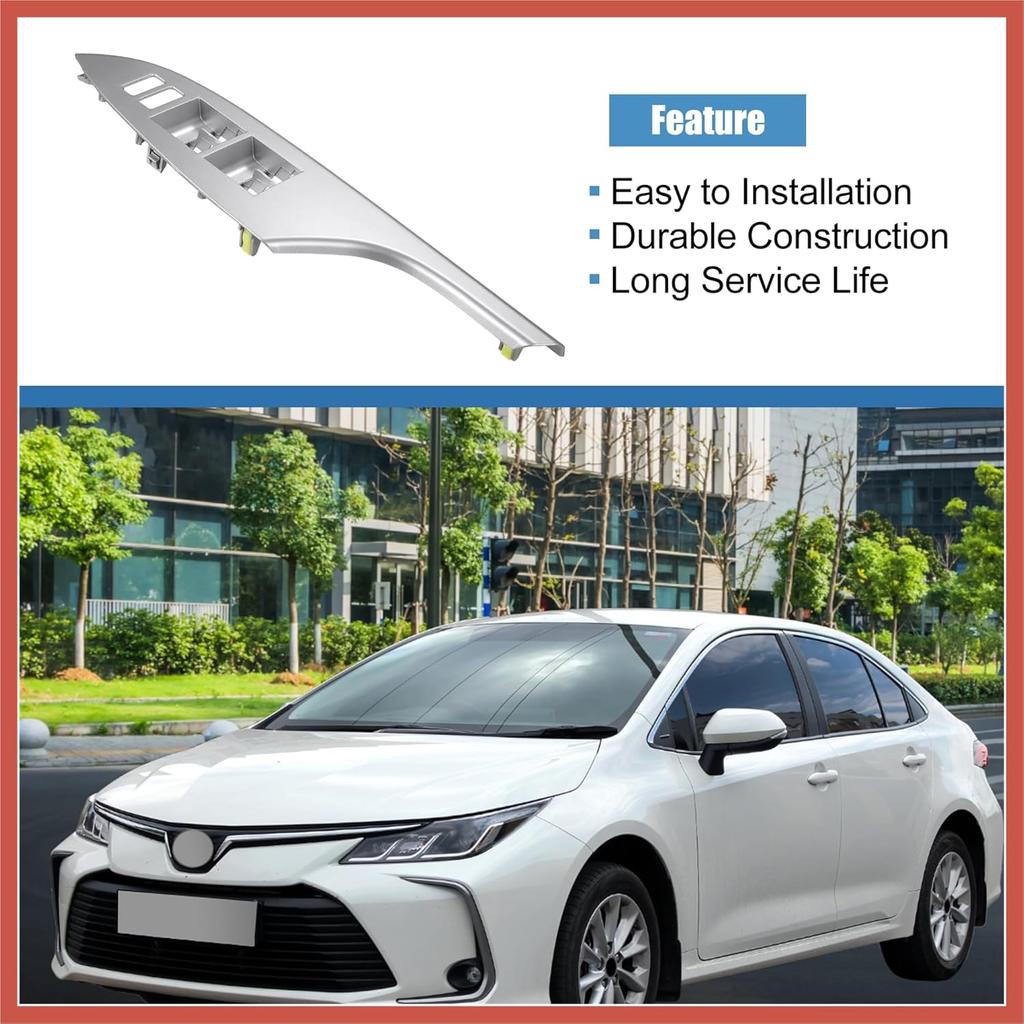 ACROPIX Front Left Driver Side Master Power Window Switch Bezel Interior Door Armrest Panel Trim Cover No.7423202C00B0 for Toyota Corolla 2009-2013