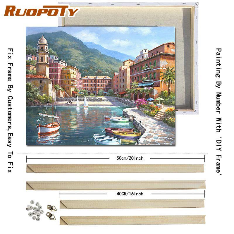 RUOPOTY DIY Painting By Numbers Acrylic Paint By Numbers Landsacpe Oil Painting Modern Wall Art Canvas Painting 40x50CM With DIY Frame