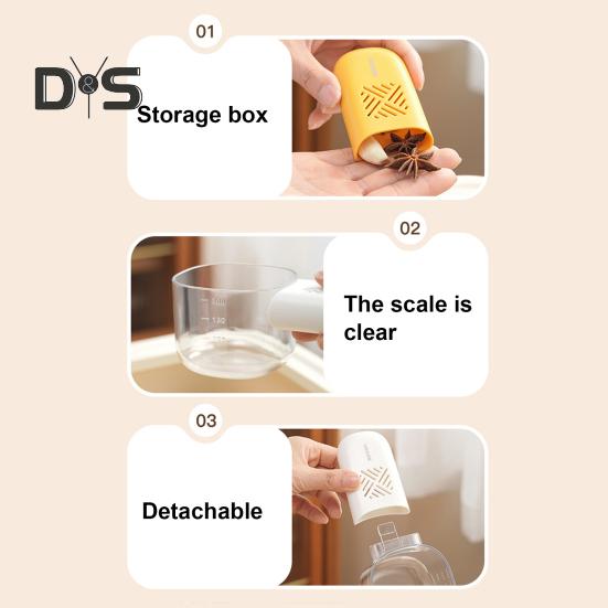 Koffie Maatschep met Afneembaar Handvat Duidelijke Schaal Opbergdoos Bonen Thee Suiker Barista Gereedschap Geen Morsen Rijstschep