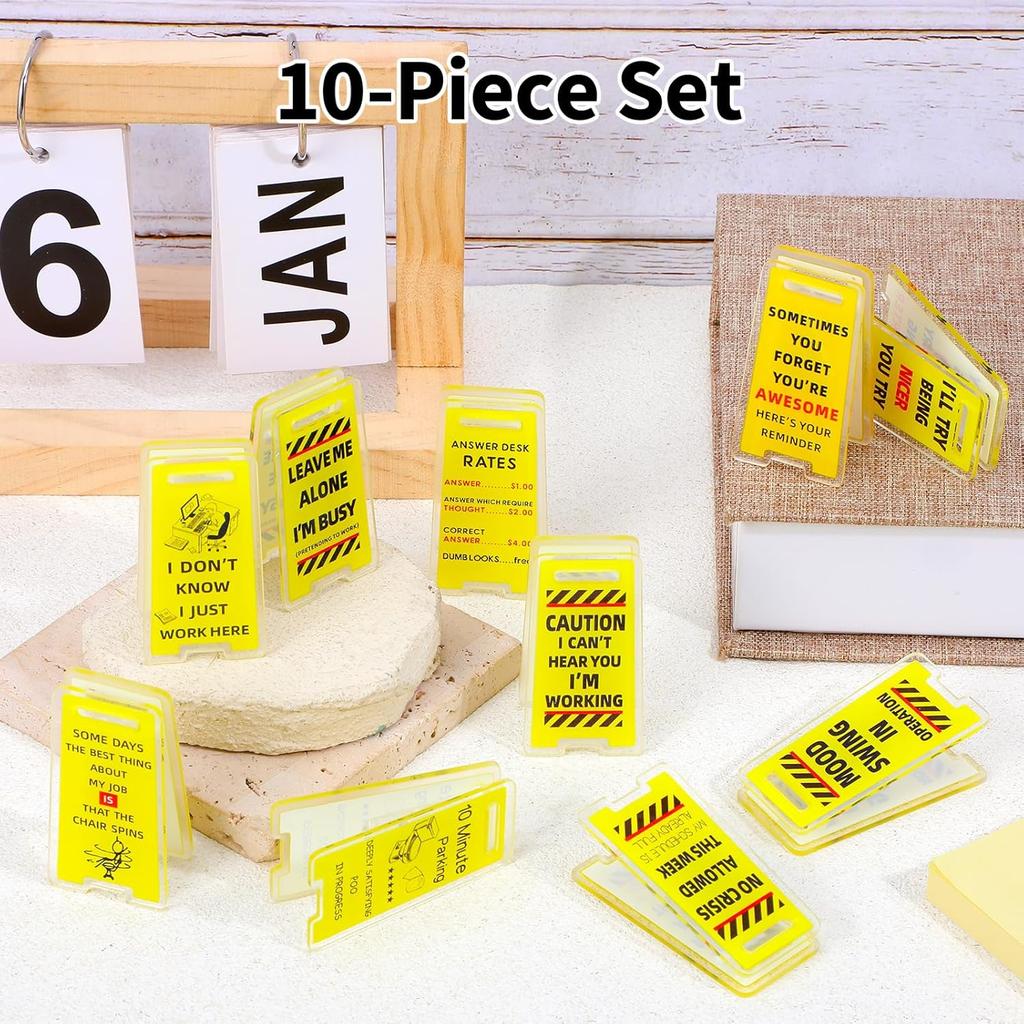 10Pcs Funny Sticky Note Holder Funny Desk Signs Office Decor for Coworkers Desk Signs Mini Office Supplies Cute Employee Team Gifts Decorations
