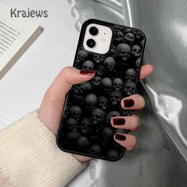 Krajews Skulls Bones Skeleton soft Phone Case Cover For iPhone 17 Air 16 15 14 plus 12 13 pro max coque Fundas