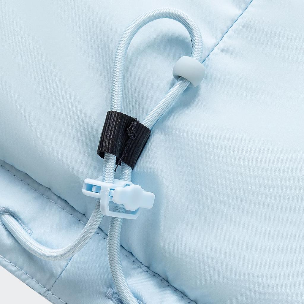 Adidas Puffy Down Series Solid Color Soft Hooded Zipper Loose Water-Resistant Warm Puffer Jacket Women Outerwear Ice-Crystal-Blue JV6190