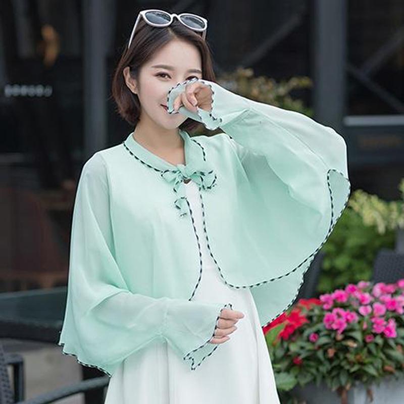 Spring Summer Chiffon Sunscreen Fake Collar Clothing Shawl Outdoor Riding Cashew Printing Sun Protection Sleeves Silk Scarf Wrap