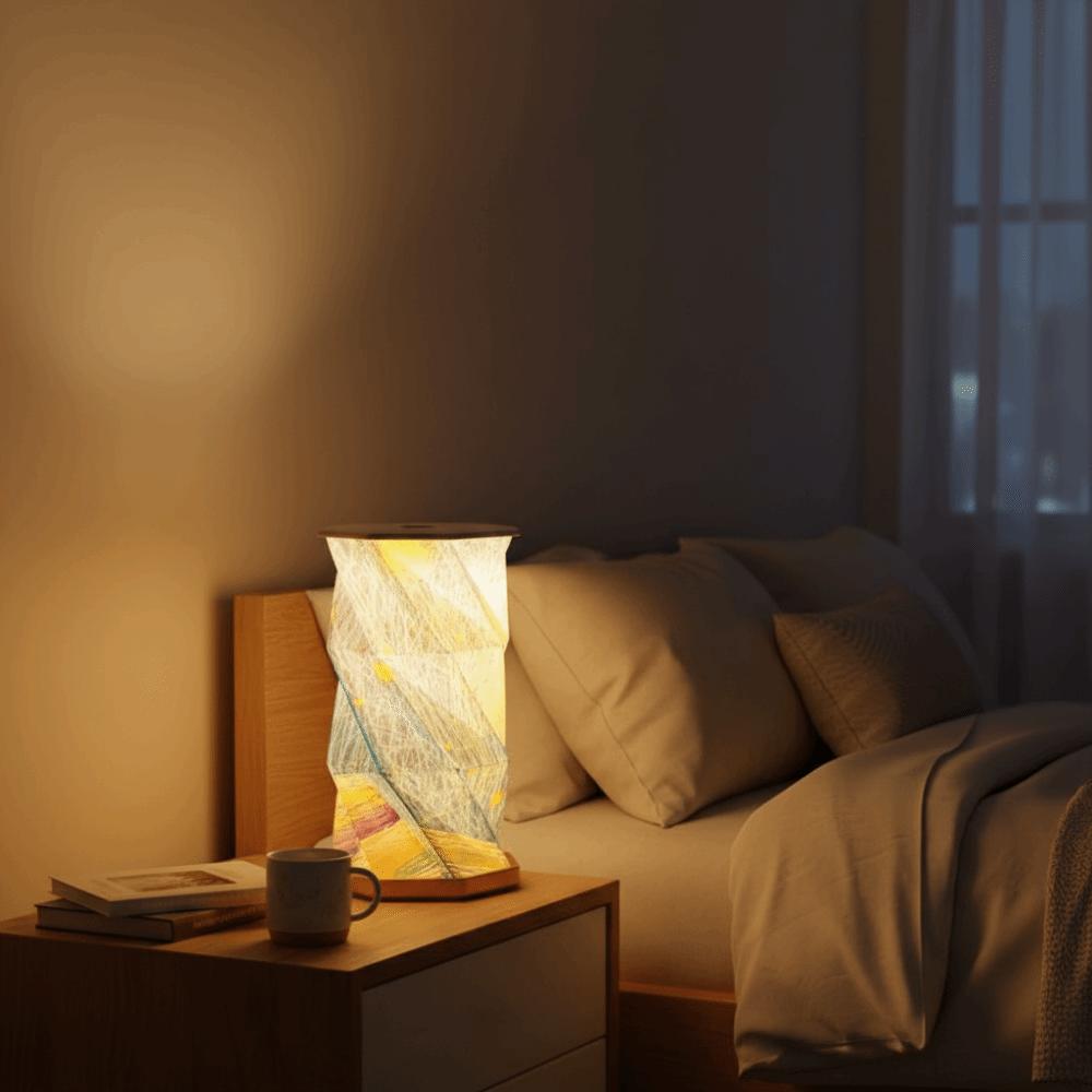 Creative Art Folding Paper Light Starry Sky Pattern Origami Lamp Desk Lights  Birthday Gift